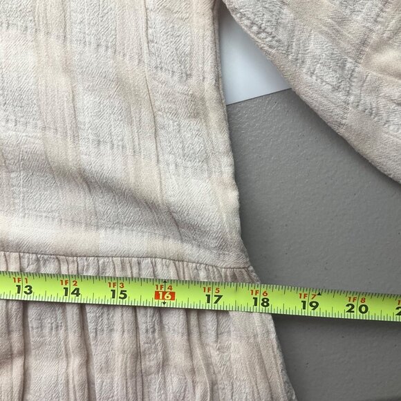 Neuflora Small Textured Plaid Tiered Maxi Dress Soft Beige Minimalist - Picture 8 of 12